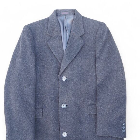 Nino Cerruti Cashmere Wool Blend Vintage 3 Button Overcoat Dark Grey Men's 42L - Picture 10 of 13